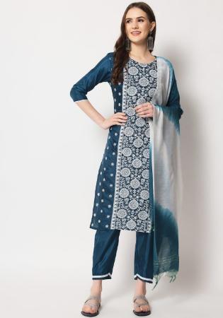 Picture of Sublime Silk Dark Slate Blue Readymade Salwar Kameez