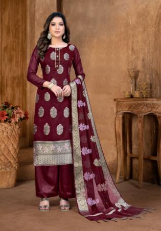 Picture of Statuesque Silk Brown Straight Cut Salwar Kameez