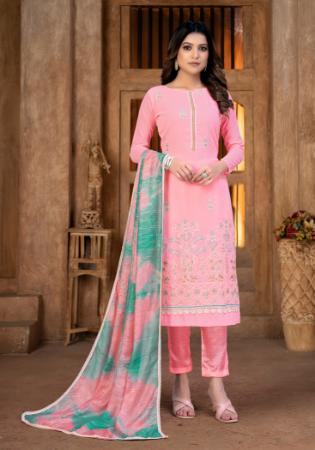 Picture of Fascinating Cotton Light Pink Straight Cut Salwar Kameez