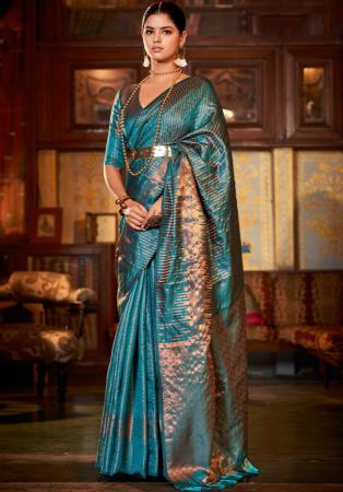 Picture of Shapely Silk Steel Blue Saree