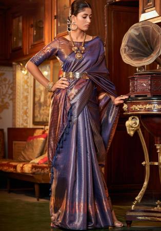 Picture of Ravishing Silk Dark Slate Blue Saree