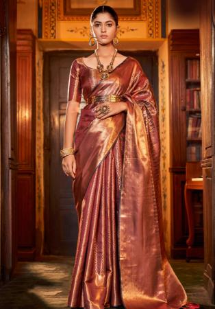 Picture of Magnificent Silk Saddle Brown Saree