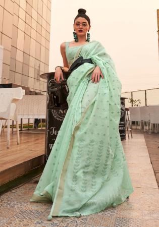 Picture of Sightly Georgette Dark Sea Green Saree