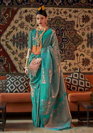 Picture of Classy Crepe & Silk Teal Saree