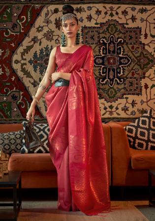 Picture of Sightly Crepe & Silk Fire Brick Saree