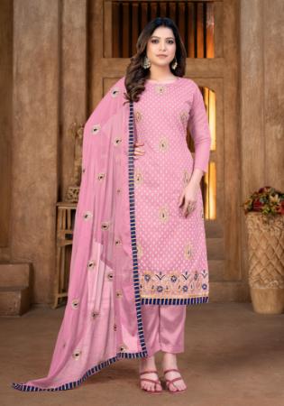 Picture of Silk Pale Violet Red Straight Cut Salwar Kameez