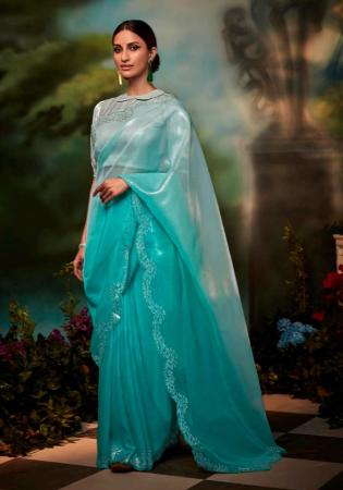 Picture of Pretty Georgette Dark Cyan Saree