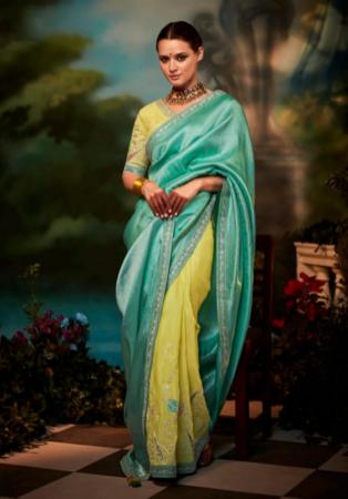 Picture of Grand Georgette Dark Sea Green Saree