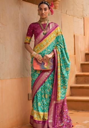 Picture of Enticing Silk Dark Olive Green Saree