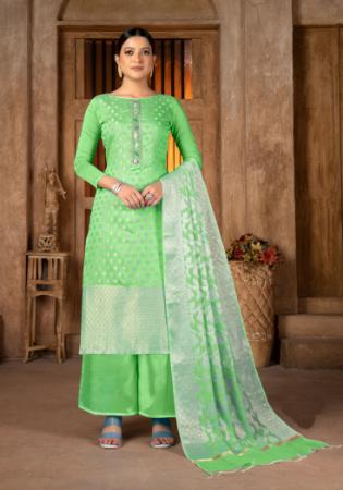 Picture of Silk Dark Sea Green Straight Cut Salwar Kameez