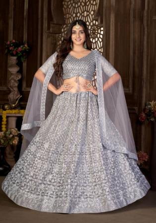 Picture of Delightful Net Dark Grey Lehenga Choli