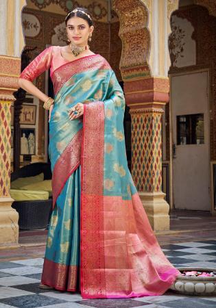 Picture of Sightly Georgette Cadet Blue Saree