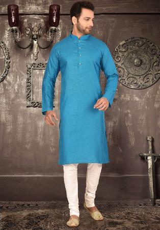 Picture of Magnificent Cotton Medium Turquoise Kurtas