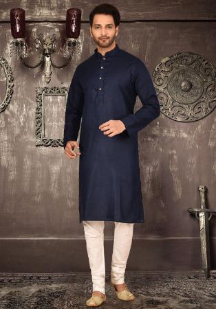 Picture of Pretty Cotton Navy Blue Kurtas