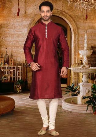 Picture of Beautiful Silk Dark Red Kurtas