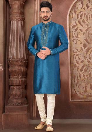 Picture of Taking Silk Dark Slate Blue Kurtas