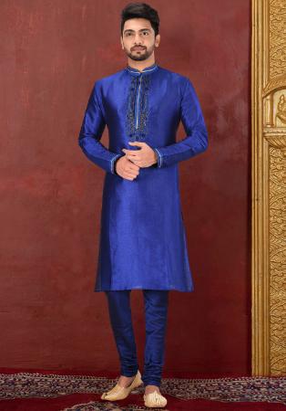 Picture of Resplendent Silk Steel Blue Kurtas