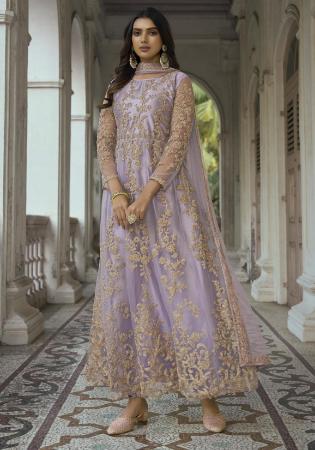 Picture of Amazing Silk Dark Grey Straight Cut Salwar Kameez