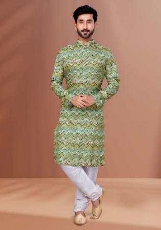 Picture of Pleasing Cotton Dark Sea Green Kurtas