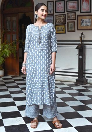 Picture of Comely Crepe Light Steel Blue Kurtis & Tunic