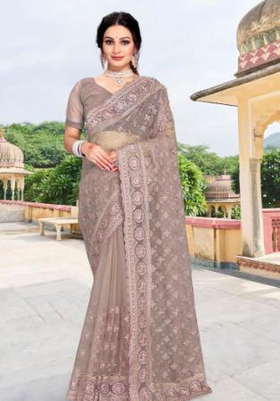 Picture of Fine Net Rosy Brown Saree