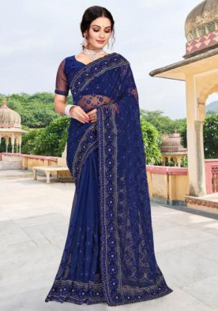 Picture of Ravishing Net Midnight Blue Saree