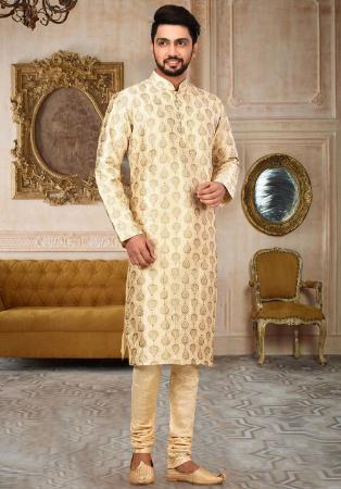 Picture of Comely Silk Pale Golden Rod Kurtas