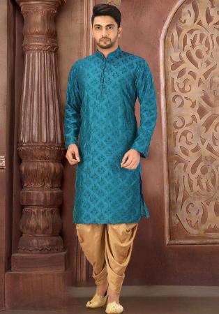 Picture of Statuesque Silk Steel Blue Kurtas