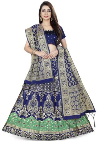 Picture of Alluring Silk Dark Slate Blue Lehenga Choli