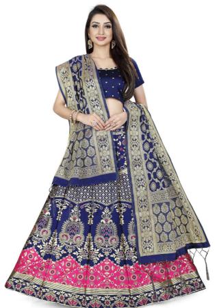 Picture of Lovely Silk Dark Slate Blue Lehenga Choli