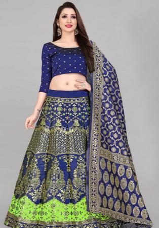 Picture of Statuesque Silk Dark Slate Blue Lehenga Choli