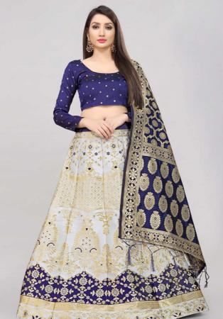 Picture of Comely Silk Ghost White Lehenga Choli