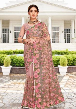 Picture of Ideal Net Rosy Brown Saree