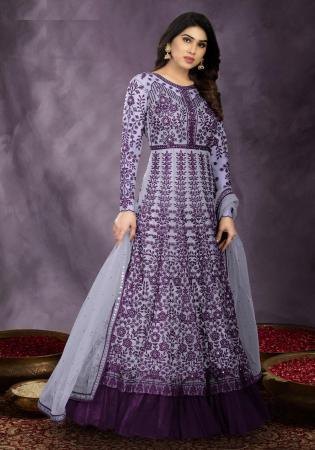 Picture of Amazing Net Slate Grey Anarkali Salwar Kameez