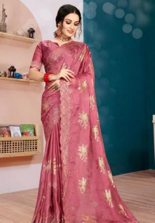 Picture of Well Formed Silk & Organza Pale Violet Red Saree