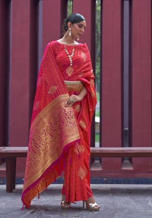 Picture of Enticing Silk Fire Brick Saree