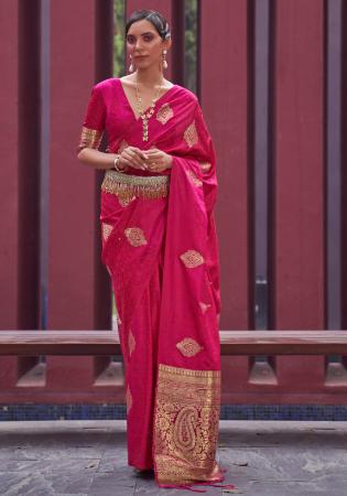 Picture of Classy Silk Medium Violet Red Saree