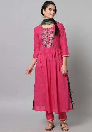 Picture of Cotton Pale Violet Red Readymade Salwar Kameez