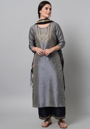 Picture of Cotton Light Slate Grey Readymade Salwar Kameez