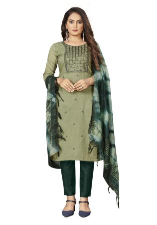 Picture of Silk Dark Sea Green Straight Cut Salwar Kameez