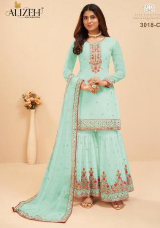 Picture of Georgette Light Steel Blue Straight Cut Salwar Kameez