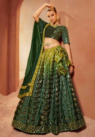 Picture of Radiant Synthetic Dark Olive Green Lehenga Choli