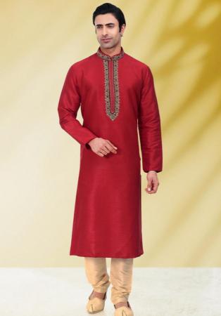 Picture of Excellent Silk Fire Brick Kurtas