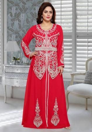 Picture of Admirable Georgette Crimson Arabian Kaftans