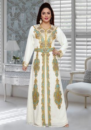 Picture of Alluring Georgette White Arabian Kaftans