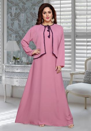 Picture of Splendid Georgette Rosy Brown Arabian Kaftans