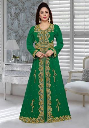 Picture of Pleasing Georgette Dark Green Arabian Kaftans