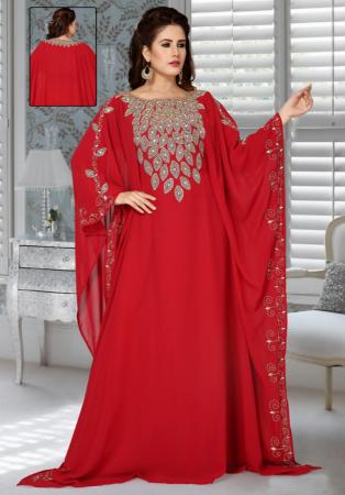 Picture of Amazing Georgette Crimson Arabian Kaftans