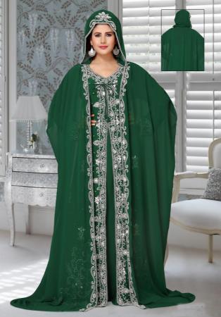 Picture of Delightful Georgette Forest Green Arabian Kaftans