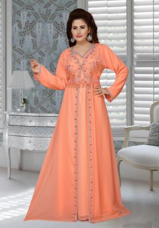 Picture of Nice Georgette Light Salmon Arabian Kaftans